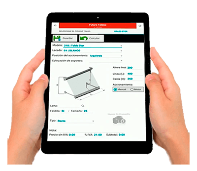 GestFuturo Toldos en tablet — movilidad y soporte